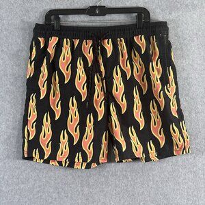 No Boundaries Flame Swim Board Trunks Men Sz L 36-38 Flames Printed Swim Shorts